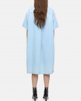 closed  oversized denim shirt dress lichtblauw
