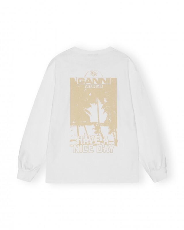 ganni future palm ls t-shirt wit